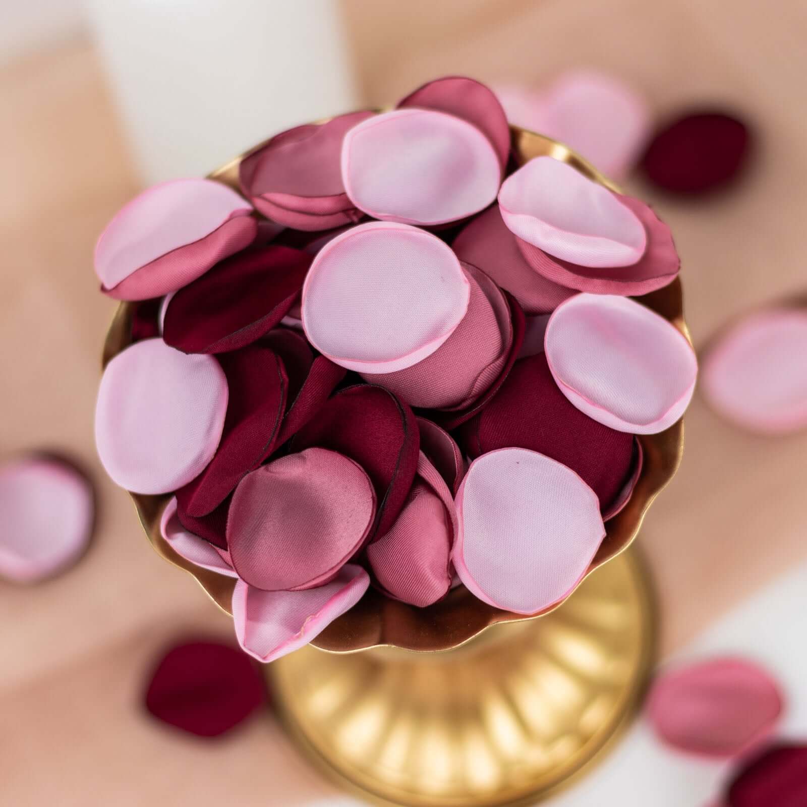 400 - Pack Rose Petals Life - Like Flower Confetti Dusty Rose Mix Matte Silk Round - Decorative Event Table Scatters 2" - Bell Racket Store