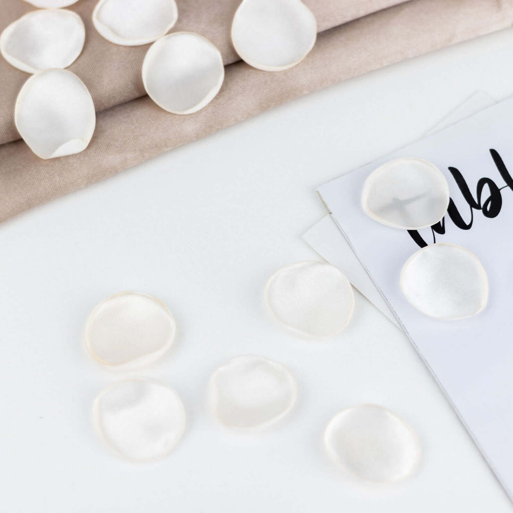 400 - Pack Rose Petals Life - Like Flower Confetti Shiny Ivory Silk Round - Perfect for Event Tables 2" - Bell Racket Store