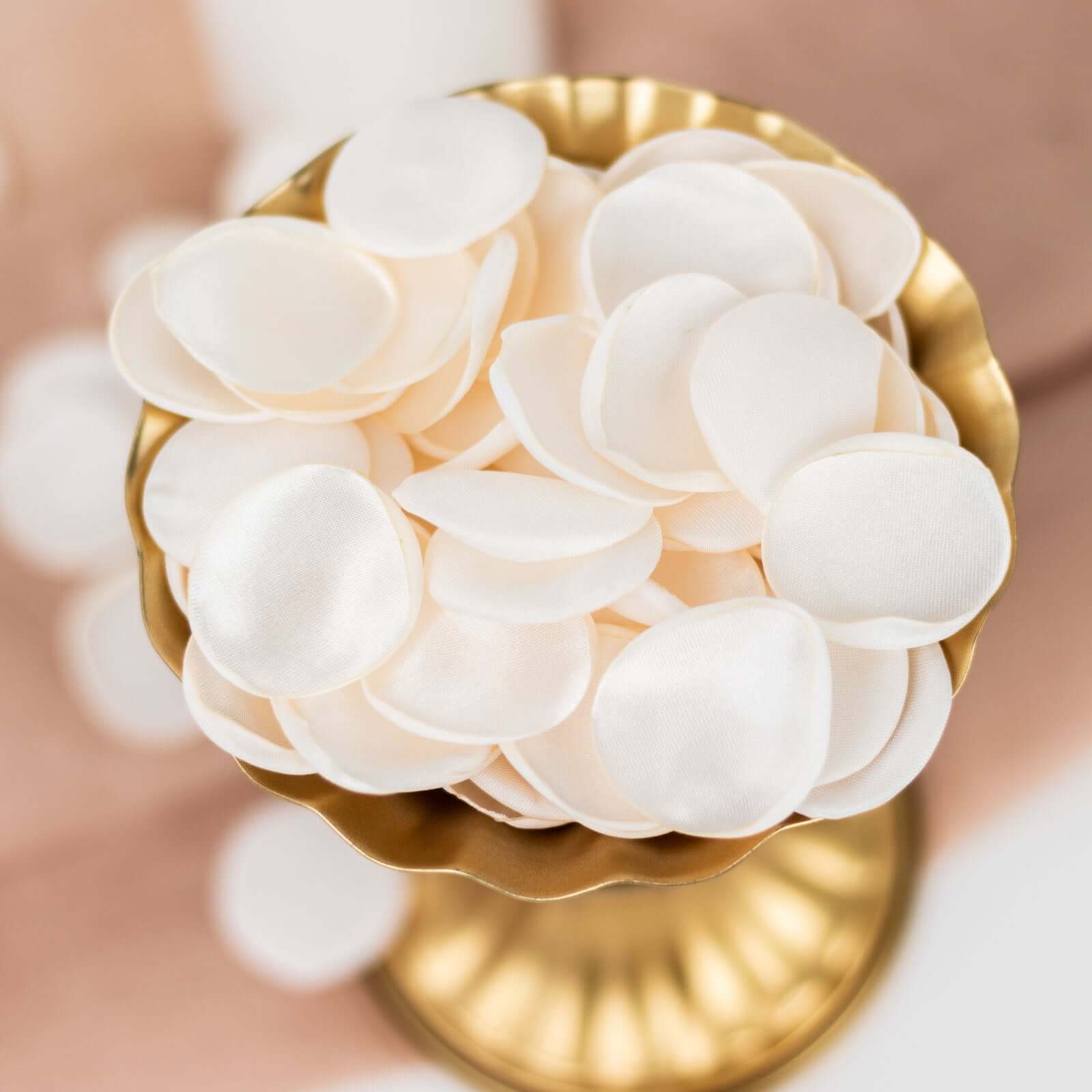 400 - Pack Rose Petals Life - Like Flower Confetti Shiny Ivory Silk Round - Perfect for Event Tables 2" - Bell Racket Store
