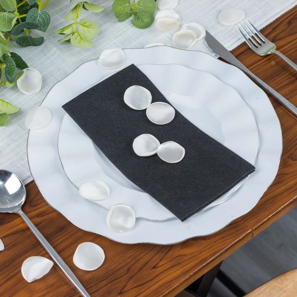 400 - Pack Rose Petals Life - Like Flower Confetti Shiny Ivory Silk Round - Perfect for Event Tables 2" - Bell Racket Store