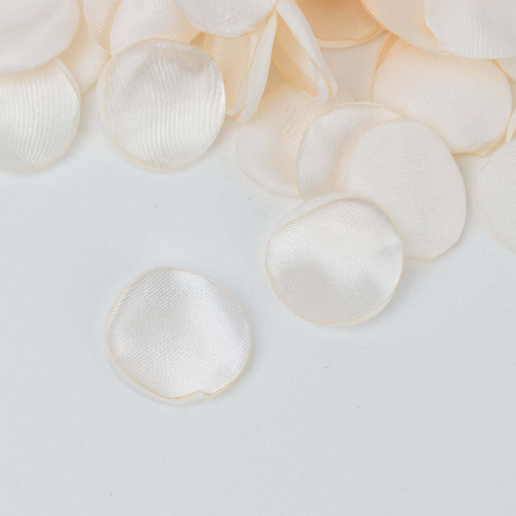 400 - Pack Rose Petals Life - Like Flower Confetti Shiny Ivory Silk Round - Perfect for Event Tables 2" - Bell Racket Store