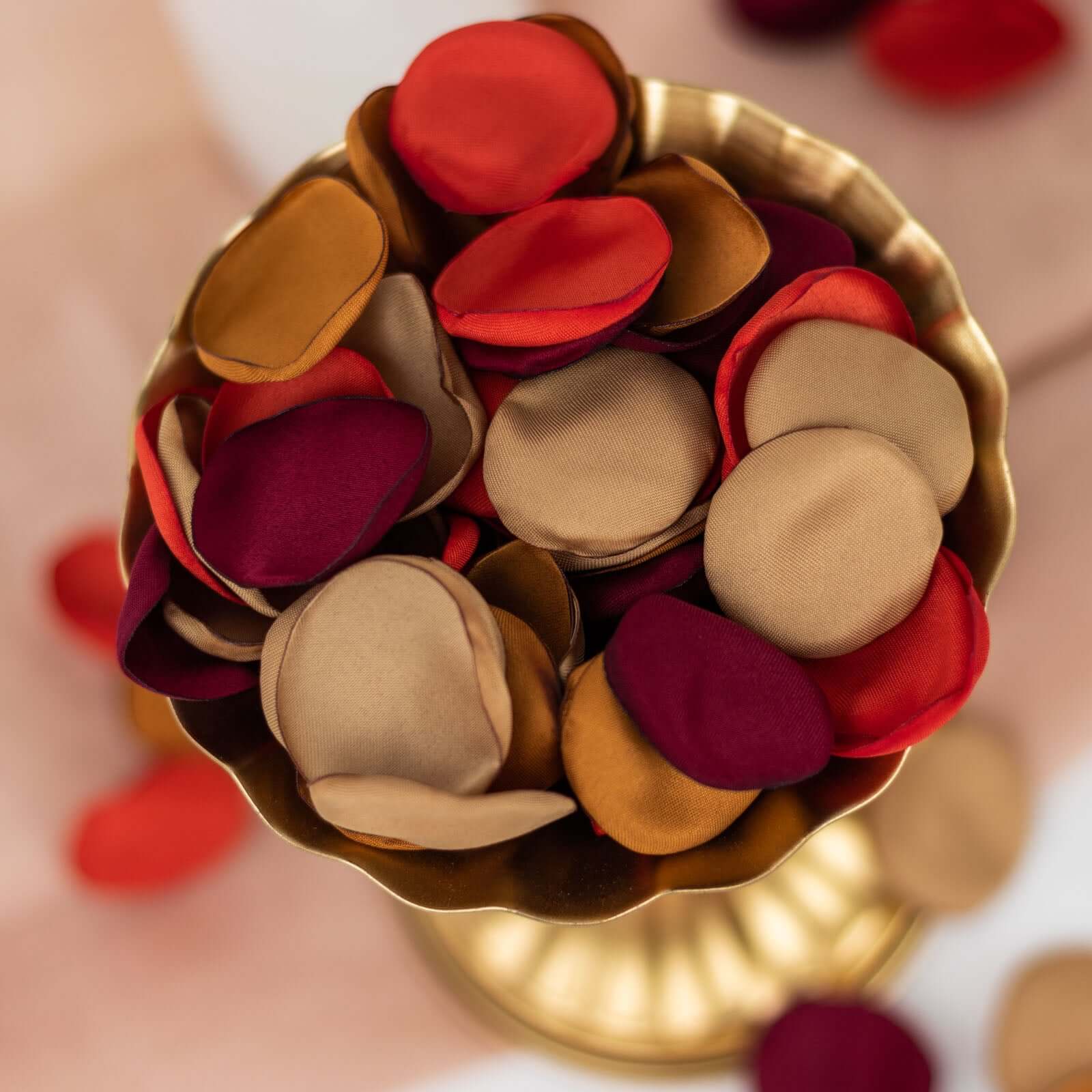 400 - Pack Rose Petals Life - Like Flower Confetti Terracotta Mix Matte Silk Round - Decorative Event Table Scatters 2" - Bell Racket Store