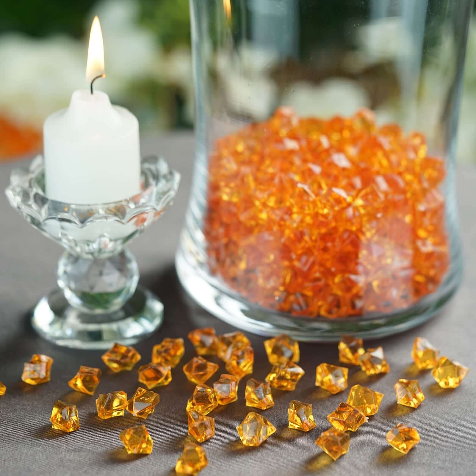 400 Pcs Acrylic Ice Bead Vase Fillers Mini Orange - Chic DIY Craft Crystals for Wedding Centerpieces & Table Styling - NestOCart