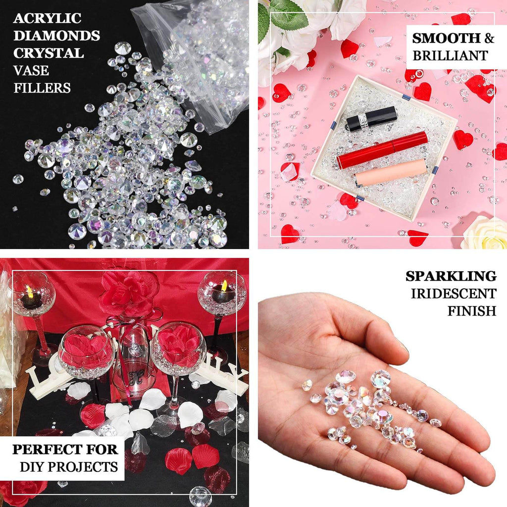 4000 Pcs Acrylic Diamond Vase Fillers Iridescent - Lustrous DIY Beads & Table Scatters for Wedding Decor 3mm, 6mm, 10mm - Bell Racket Store