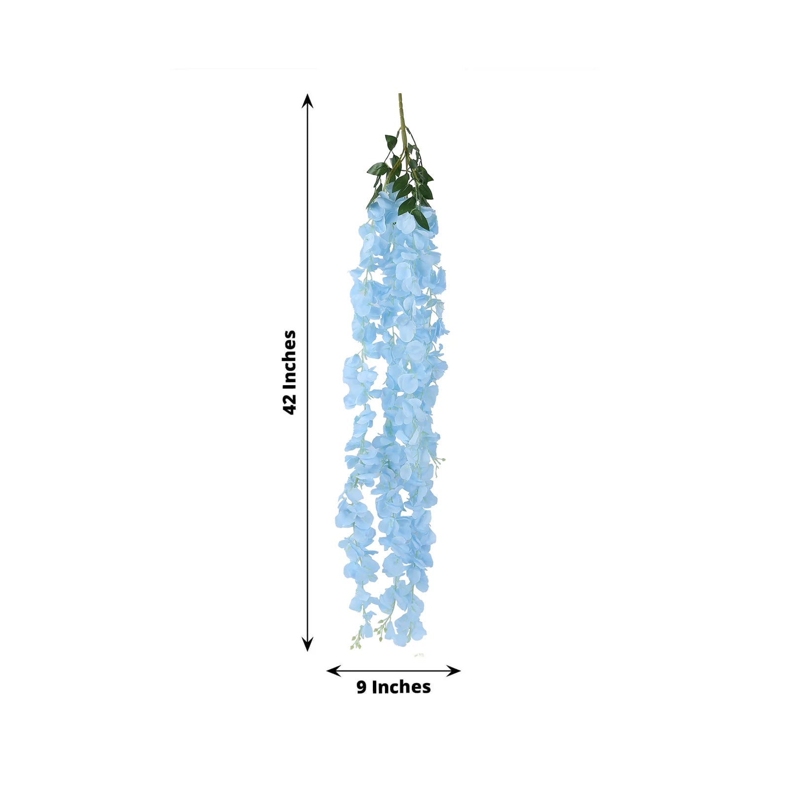 42" Silk Hanging Wisteria Flower Garland Vines in Light Blue, Elaborated 5 Full Strands in 1 Bush - Bell Racket Store