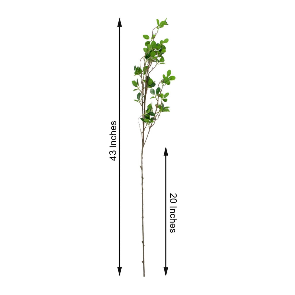 3 Pack 43" Artificial Green Petal Branches Leaf Spray, Faux Leaf Branches
