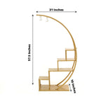 4.5ft Gold Metal 4 - Tier Half Moon Cupcake Dessert Display Stand, Hanging Plant Rack With Shelves - Bell Racket Store