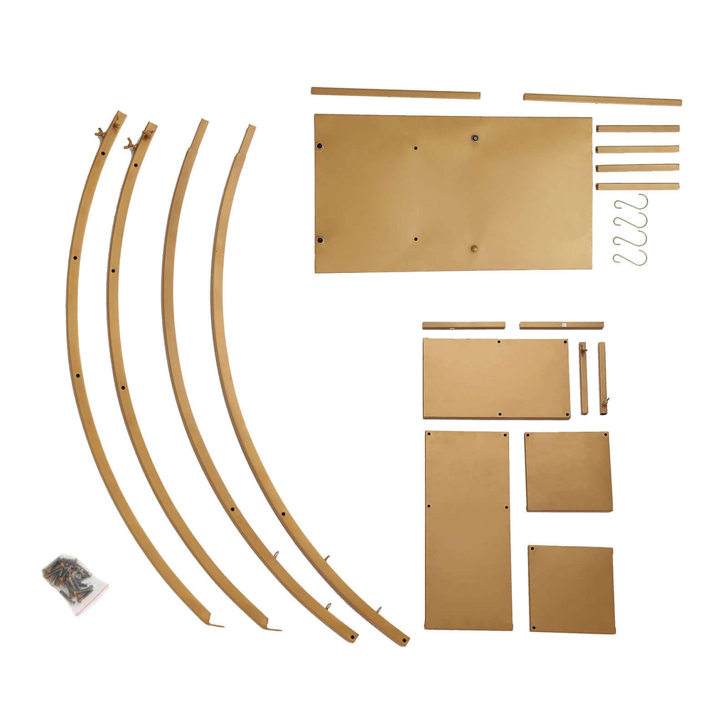 4.5ft Gold Metal 4 - Tier Half Moon Cupcake Dessert Display Stand, Hanging Plant Rack With Shelves - Bell Racket Store