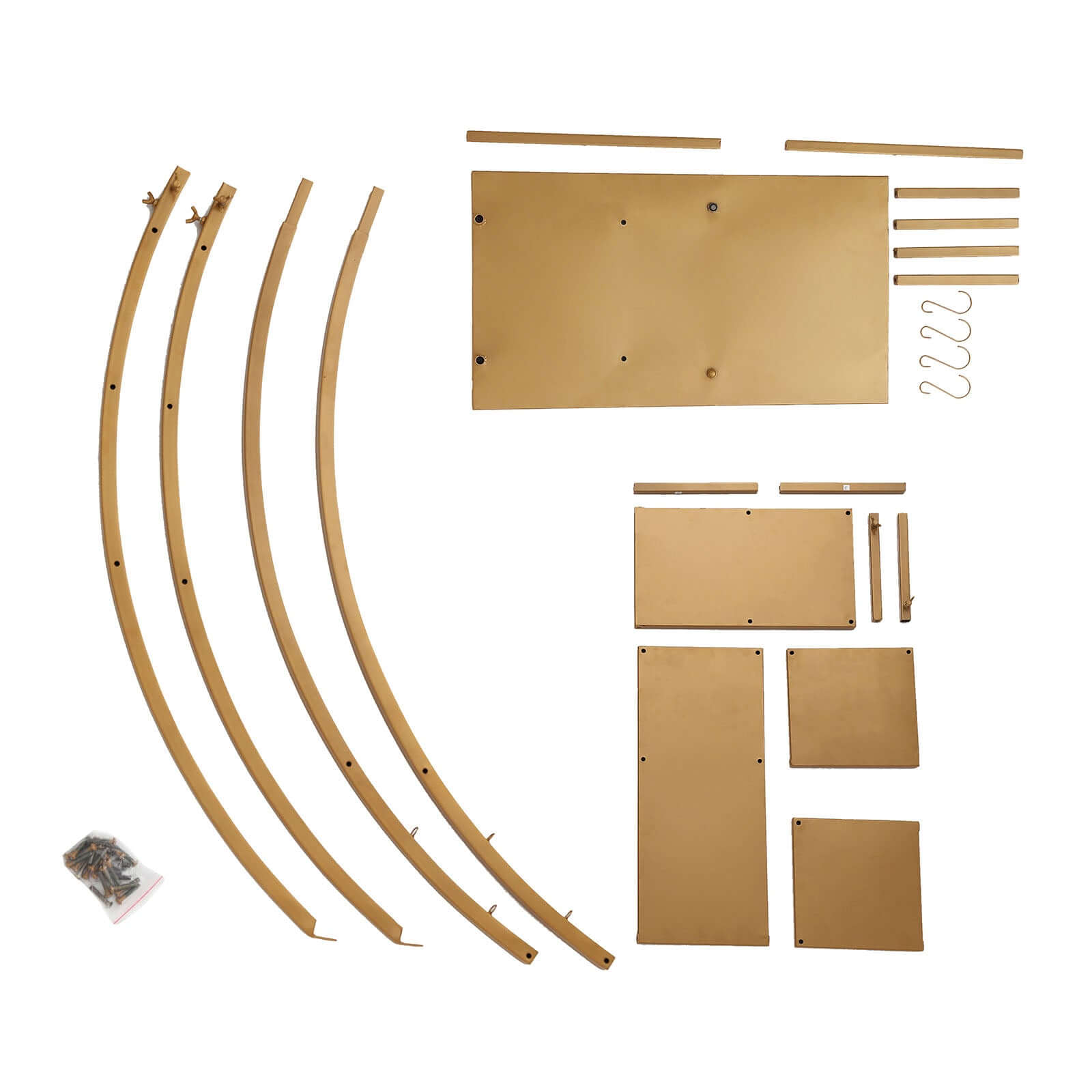 4.5ft Gold Metal 4 - Tier Half Moon Cupcake Dessert Display Stand, Hanging Plant Rack With Shelves - Bell Racket Store