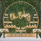 4.5ft Gold Metal 4 - Tier Half Moon Cupcake Dessert Display Stand, Hanging Plant Rack With Shelves - Bell Racket Store