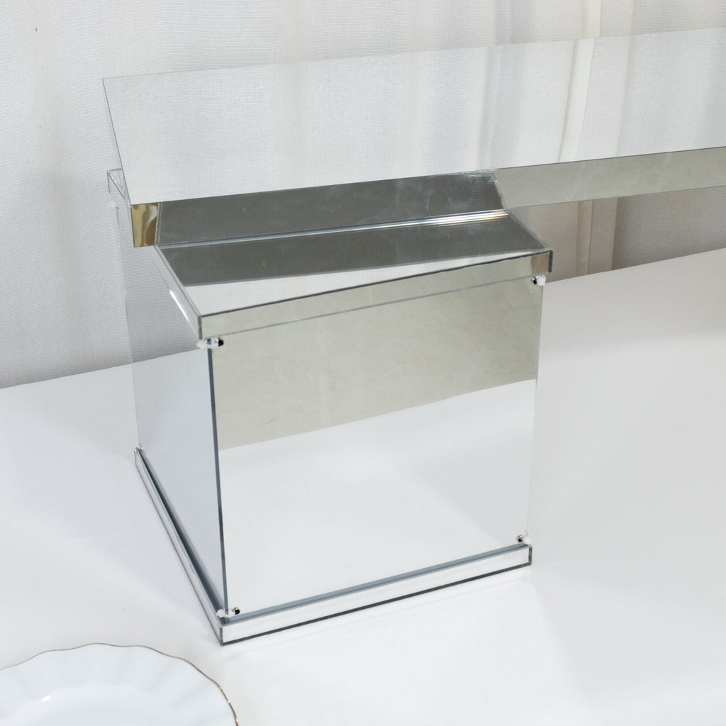46"x12" Silver Acrylic Table Top Bridge for Rectangular Pillar Pedestal Stands, 4mm Thick Mirror Finish Plexiglass Connector Plate with Protective Film - Bell Racket Store
