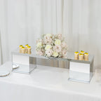 46"x12" Silver Acrylic Table Top Bridge for Rectangular Pillar Pedestal Stands, 4mm Thick Mirror Finish Plexiglass Connector Plate with Protective Film - Bell Racket Store