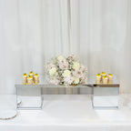 46"x12" Silver Acrylic Table Top Bridge for Rectangular Pillar Pedestal Stands, 4mm Thick Mirror Finish Plexiglass Connector Plate with Protective Film - Bell Racket Store