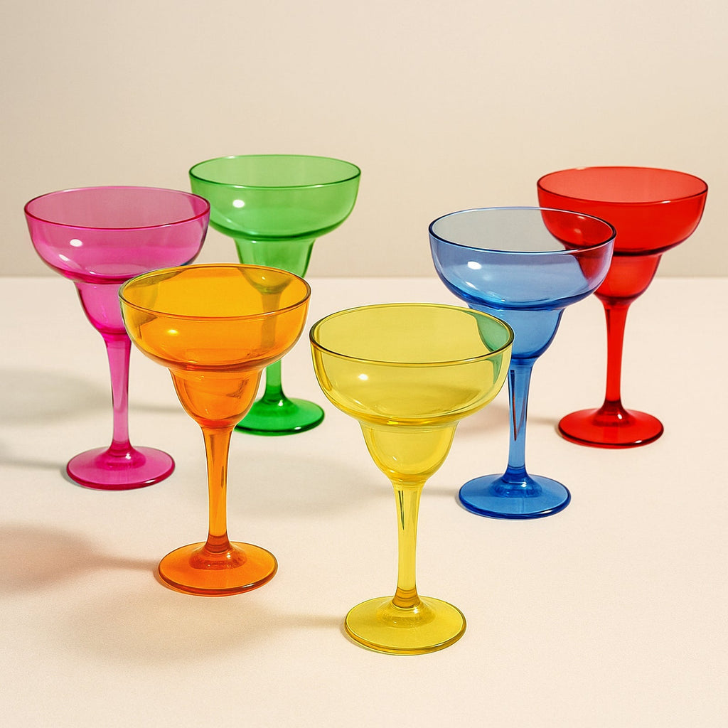 48 - Pack 12oz Plastic Margarita Glasses - Assorted Colors, Reusable Cocktail Cups for Parties, Fiesta & Frozen Drinks - Bell Racket Store
