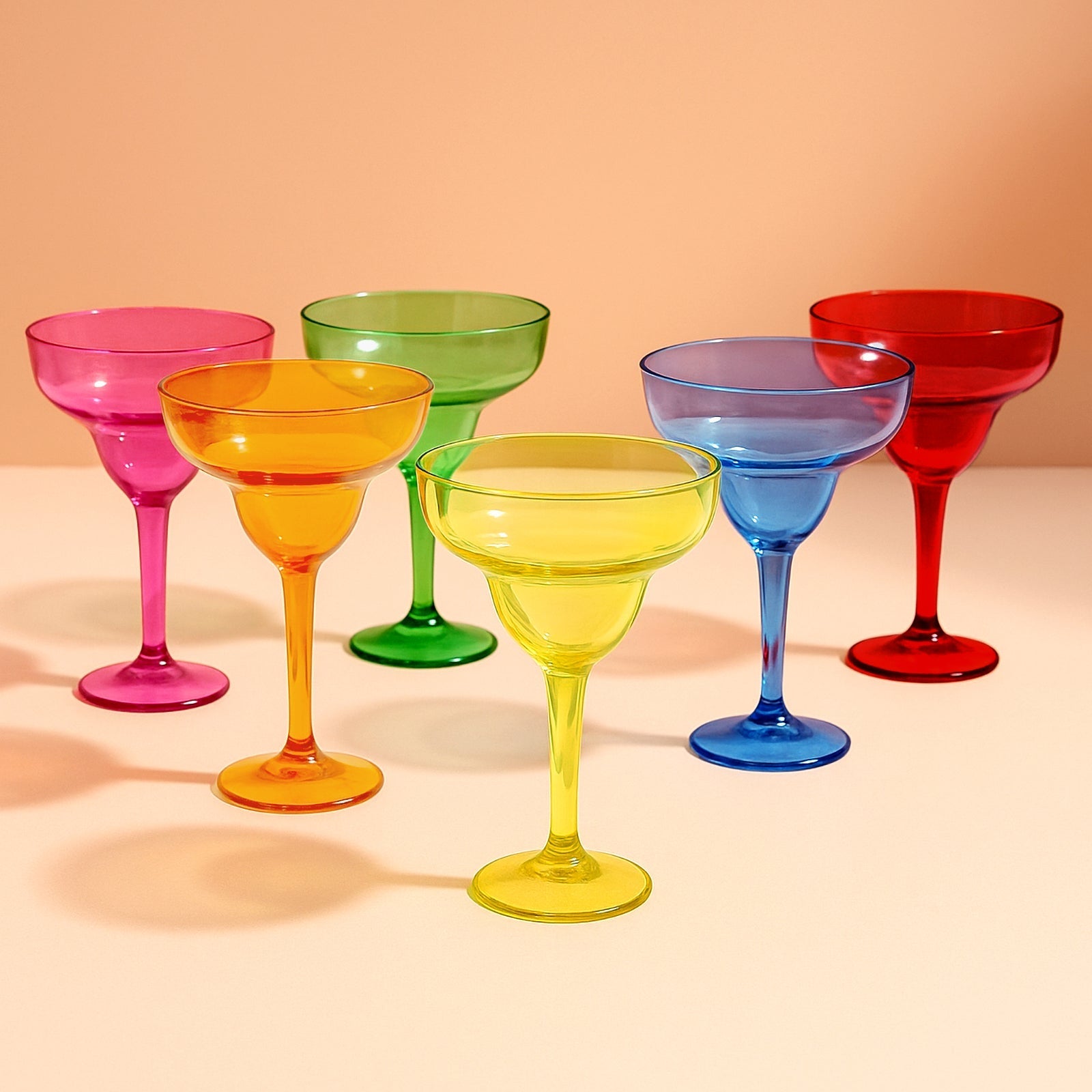 48 - Pack 12oz Plastic Margarita Glasses - Assorted Colors, Reusable Cocktail Cups for Parties, Fiesta & Frozen Drinks - Bell Racket Store