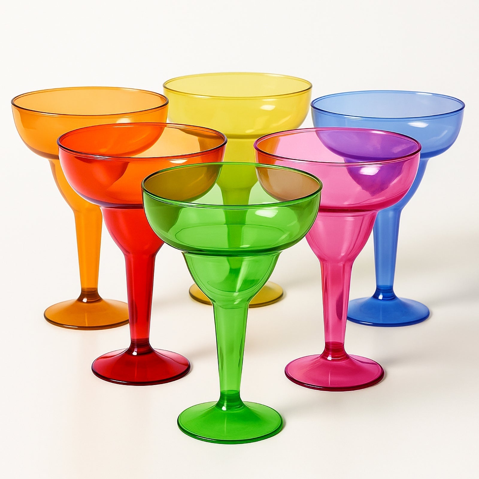 48 - Pack 12oz Plastic Margarita Glasses - Assorted Colors, Reusable Cocktail Cups for Parties, Fiesta & Frozen Drinks - Bell Racket Store