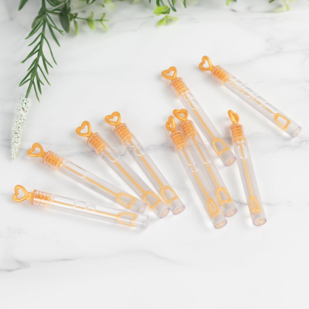 48 Pack 4" Gold Heart Chemistry Tube Bubbles Bridal Wedding Shower Favor - Bell Racket Store