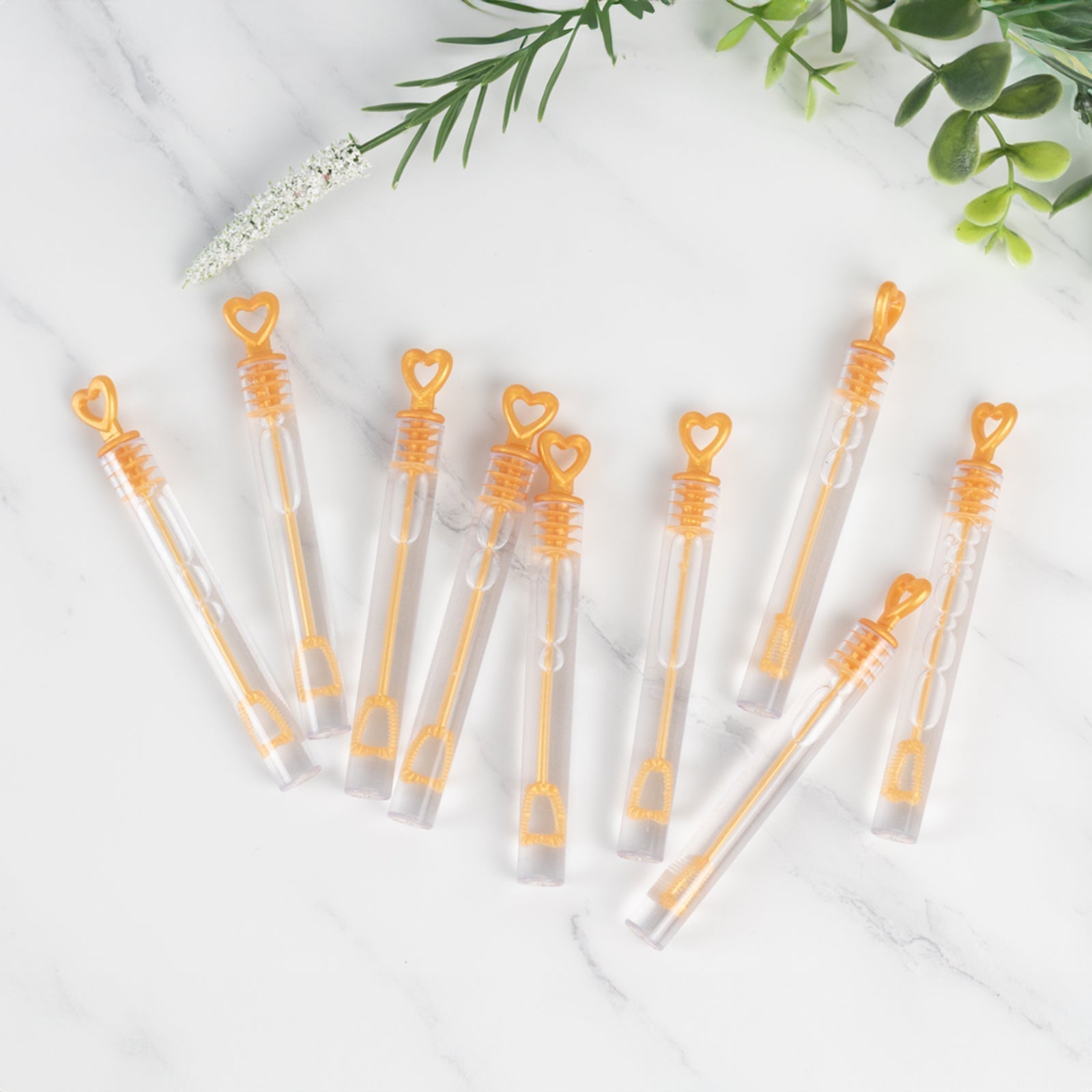 48 Pack 4" Gold Heart Chemistry Tube Bubbles Bridal Wedding Shower Favor - Bell Racket Store