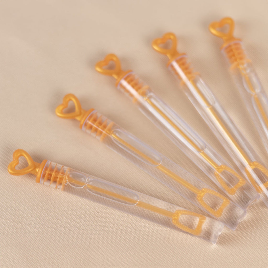 48 Pack 4" Gold Heart Chemistry Tube Bubbles Bridal Wedding Shower Favor - Bell Racket Store