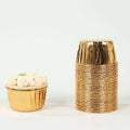 48 - Pack Cupcake Liners Metallic Gold - Sturdy & Oil Proof Dessert Baking Muffin Cake Ramekin Cups 3oz - Bell Racket Store