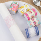 48 - Pack Disposable Napkin Rings in Mixed Vintage Floral â€“ Elegant Paper Napkin Holder Bands for Tea Parties, Weddings & Special Occasions - Bell Racket Store