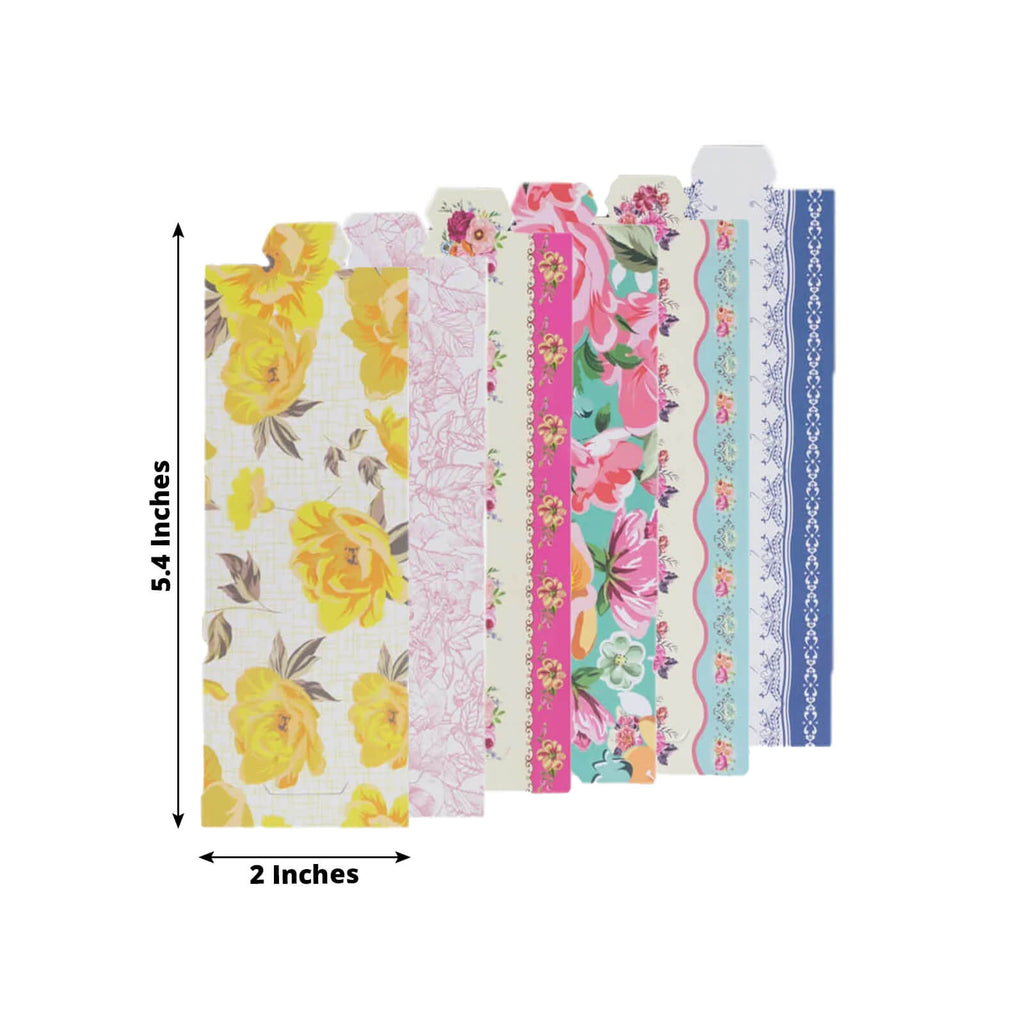 48 - Pack Disposable Napkin Rings in Mixed Vintage Floral â€“ Elegant Paper Napkin Holder Bands for Tea Parties, Weddings & Special Occasions - Bell Racket Store