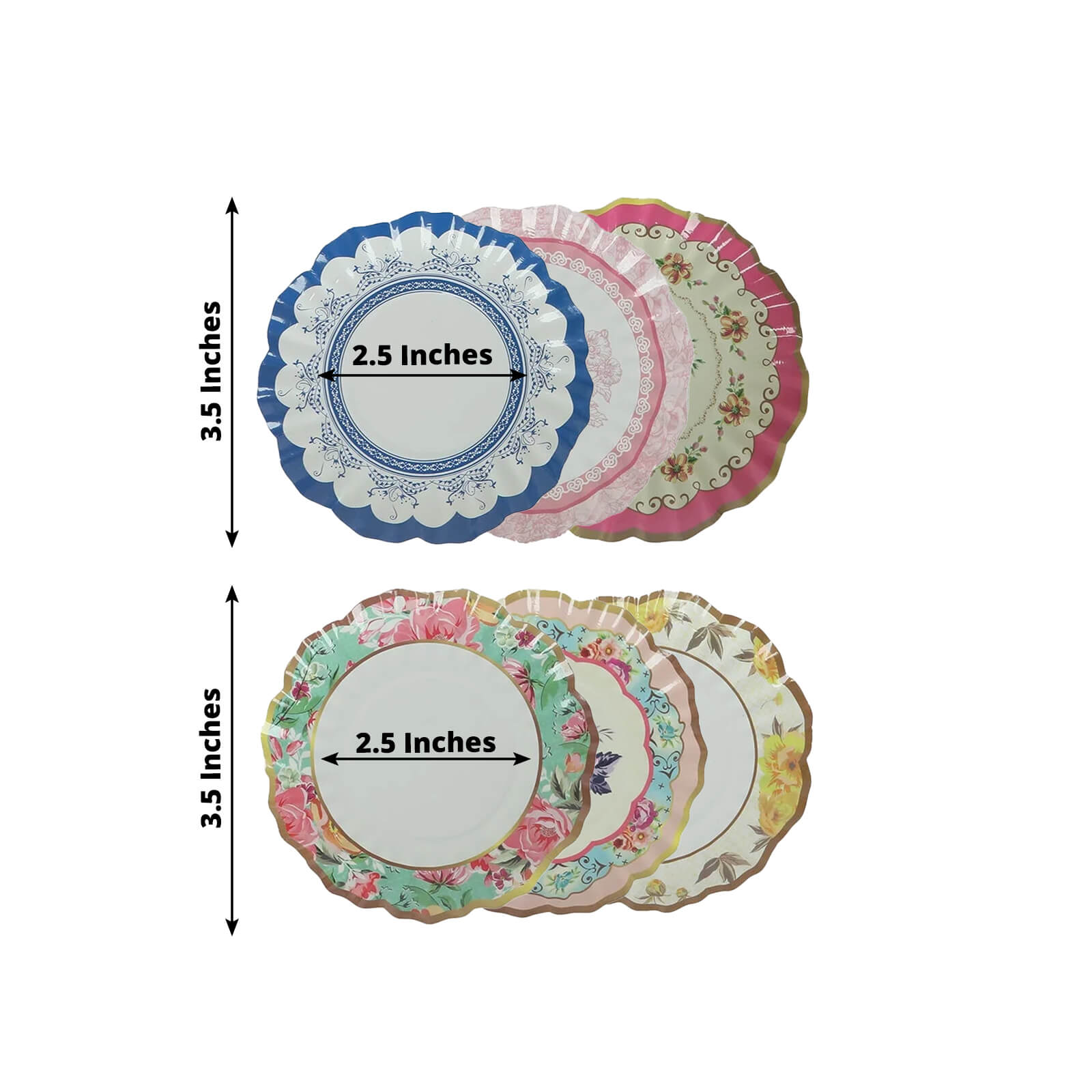 48 Pack Vintage Floral Mini Paper Plates - 3.5" Disposable Plates for Snacks, Dips - Bell Racket Store