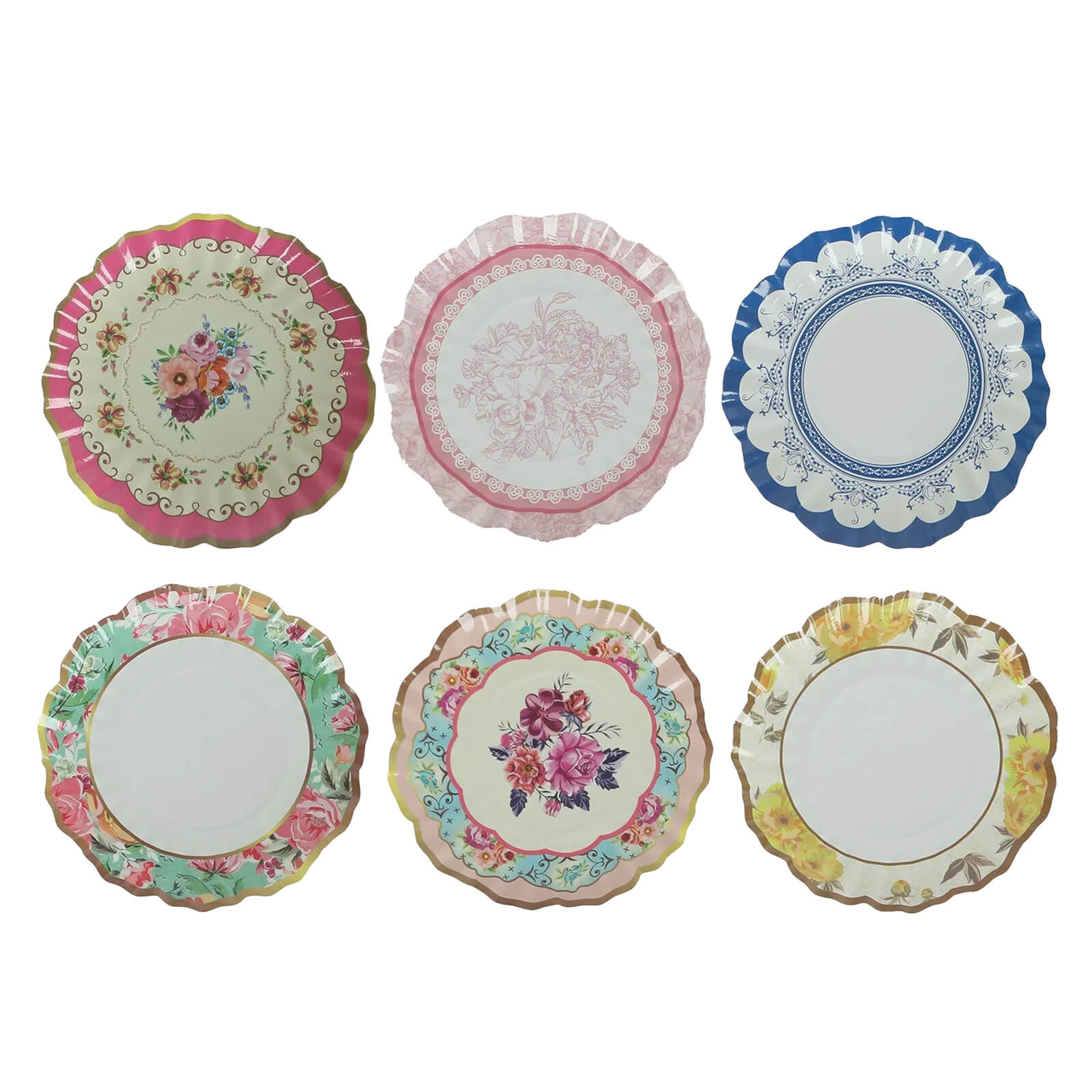 48 Pack Vintage Floral Mini Paper Plates - 3.5" Disposable Plates for Snacks, Dips - Bell Racket Store
