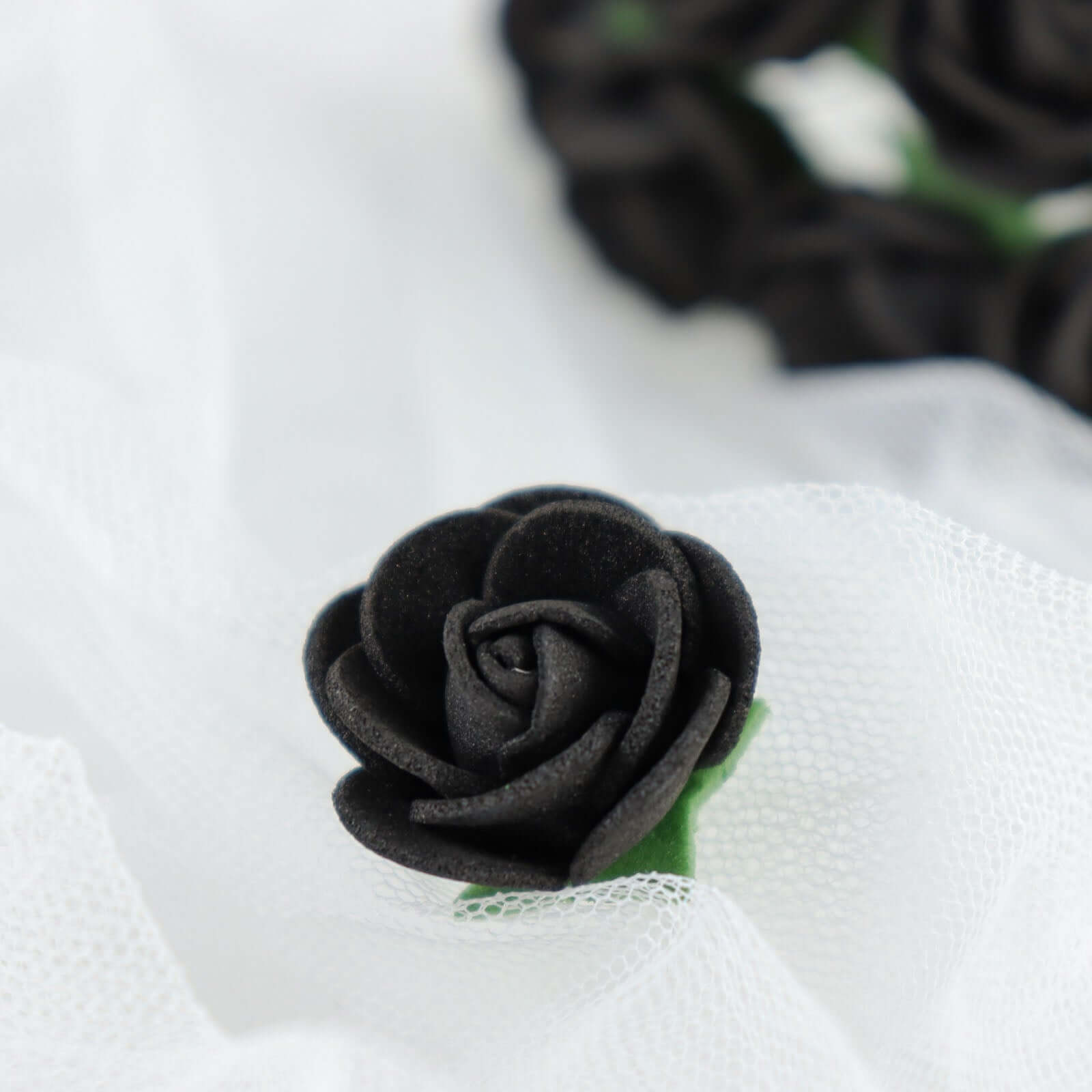 48 Roses 1" Black Real Touch Artificial DIY Foam Rose Flowers With Stem, Craft Rose Buds - Bell Racket Store