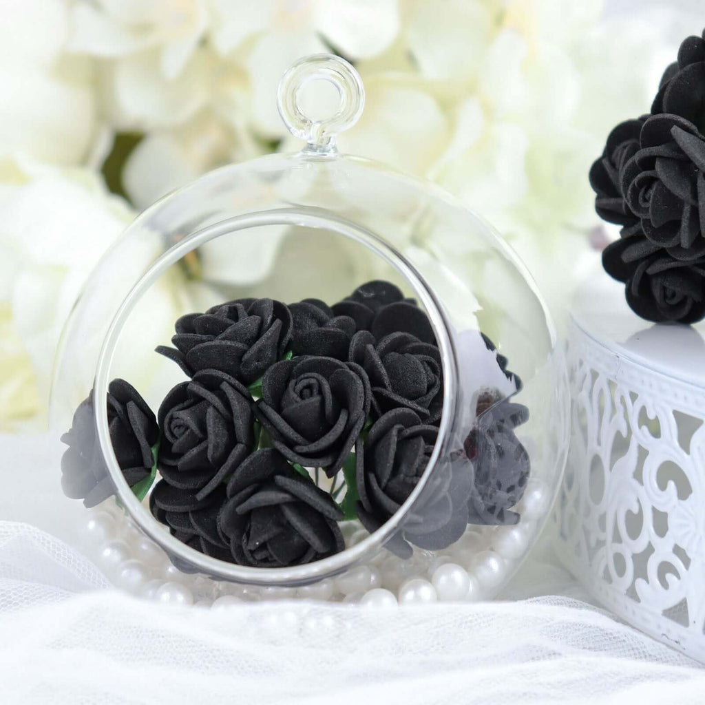 48 Roses 1" Black Real Touch Artificial DIY Foam Rose Flowers With Stem, Craft Rose Buds - Bell Racket Store
