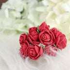 48 Roses 1" Burgundy Real Touch Artificial DIY Foam Rose Flowers With Stem, Craft Rose Buds - Bell Racket Store