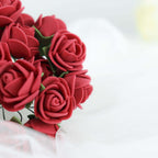 48 Roses 1" Burgundy Real Touch Artificial DIY Foam Rose Flowers With Stem, Craft Rose Buds - Bell Racket Store