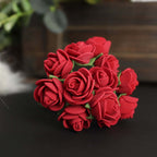 48 Roses 1" Burgundy Real Touch Artificial DIY Foam Rose Flowers With Stem, Craft Rose Buds - Bell Racket Store