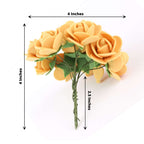 48 Roses 1" Gold Real Touch Artificial DIY Foam Rose Flowers With Stem, Craft Rose Buds - Bell Racket Store