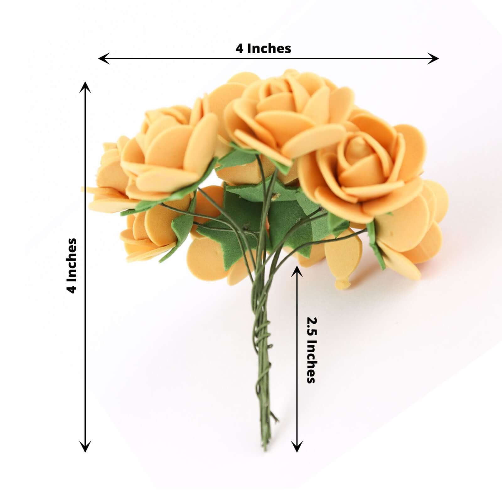 48 Roses 1" Gold Real Touch Artificial DIY Foam Rose Flowers With Stem, Craft Rose Buds - Bell Racket Store