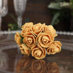 48 Roses 1" Gold Real Touch Artificial DIY Foam Rose Flowers With Stem, Craft Rose Buds - Bell Racket Store