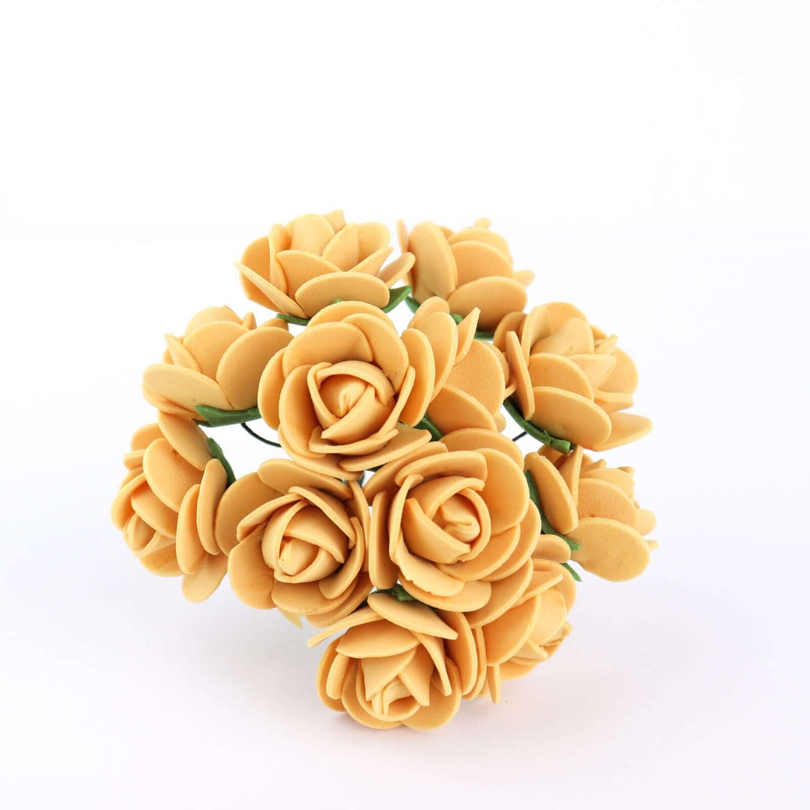 48 Roses 1" Gold Real Touch Artificial DIY Foam Rose Flowers With Stem, Craft Rose Buds - Bell Racket Store