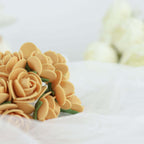 48 Roses 1" Gold Real Touch Artificial DIY Foam Rose Flowers With Stem, Craft Rose Buds - Bell Racket Store
