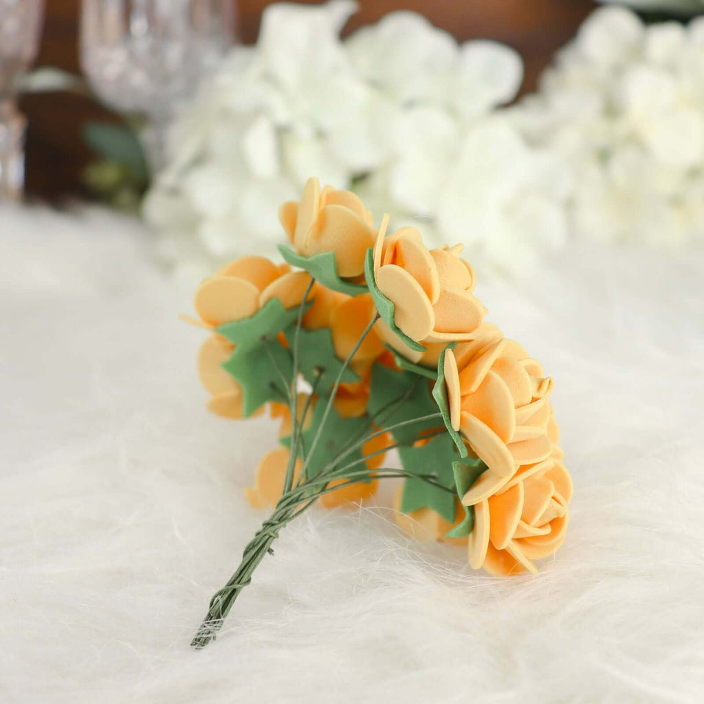 48 Roses 1" Gold Real Touch Artificial DIY Foam Rose Flowers With Stem, Craft Rose Buds - Bell Racket Store