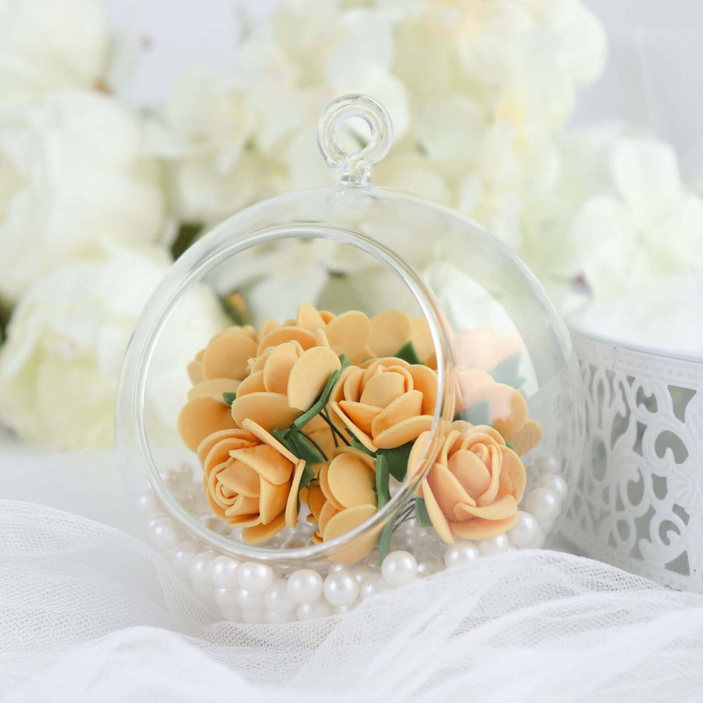 48 Roses 1" Gold Real Touch Artificial DIY Foam Rose Flowers With Stem, Craft Rose Buds - Bell Racket Store