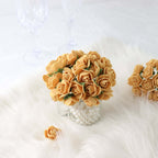 48 Roses 1" Gold Real Touch Artificial DIY Foam Rose Flowers With Stem, Craft Rose Buds - Bell Racket Store