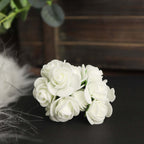 48 Roses 1" Ivory Real Touch Artificial DIY Foam Rose Flowers With Stem, Craft Rose Buds - Bell Racket Store