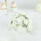 48 Roses 1" Ivory Real Touch Artificial DIY Foam Rose Flowers With Stem, Craft Rose Buds - Bell Racket Store