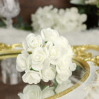 48 Roses 1" Ivory Real Touch Artificial DIY Foam Rose Flowers With Stem, Craft Rose Buds - Bell Racket Store