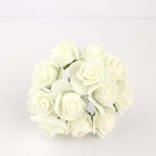 48 Roses 1" Ivory Real Touch Artificial DIY Foam Rose Flowers With Stem, Craft Rose Buds - Bell Racket Store