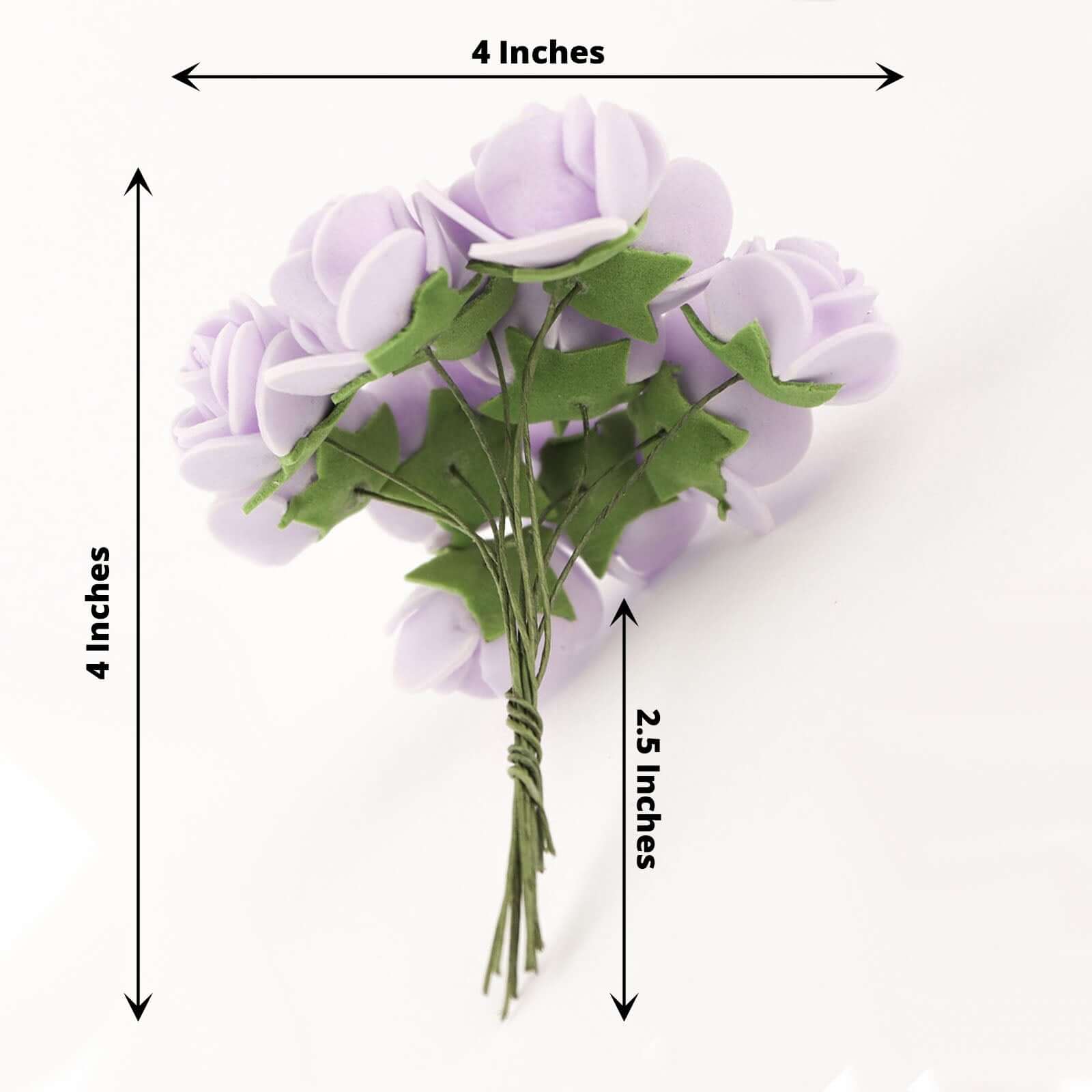 48 Roses 1" Lavender Lilac Real Touch Artificial DIY Foam Rose Flowers With Stem, Craft Rose Buds - Bell Racket Store
