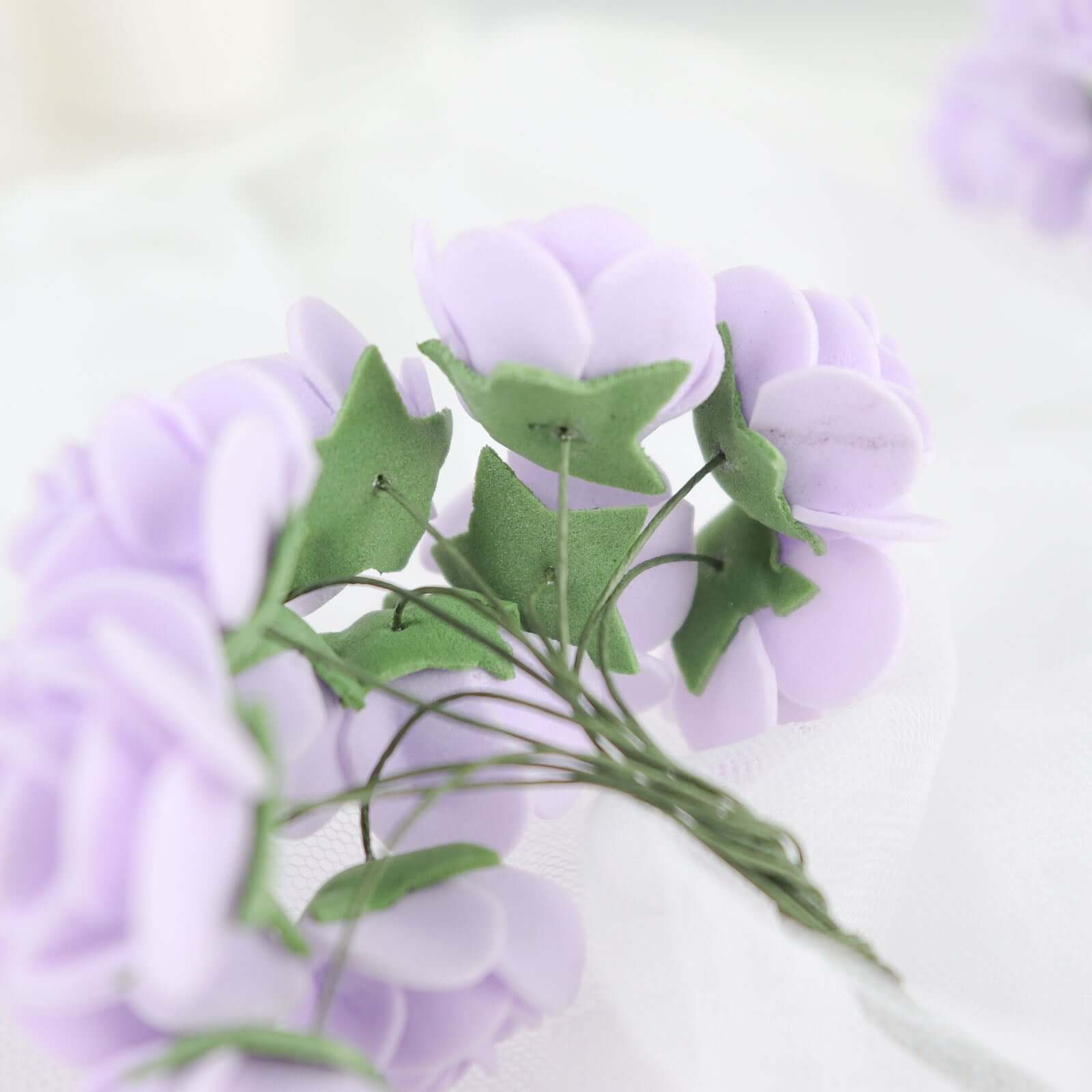 48 Roses 1" Lavender Lilac Real Touch Artificial DIY Foam Rose Flowers With Stem, Craft Rose Buds - Bell Racket Store