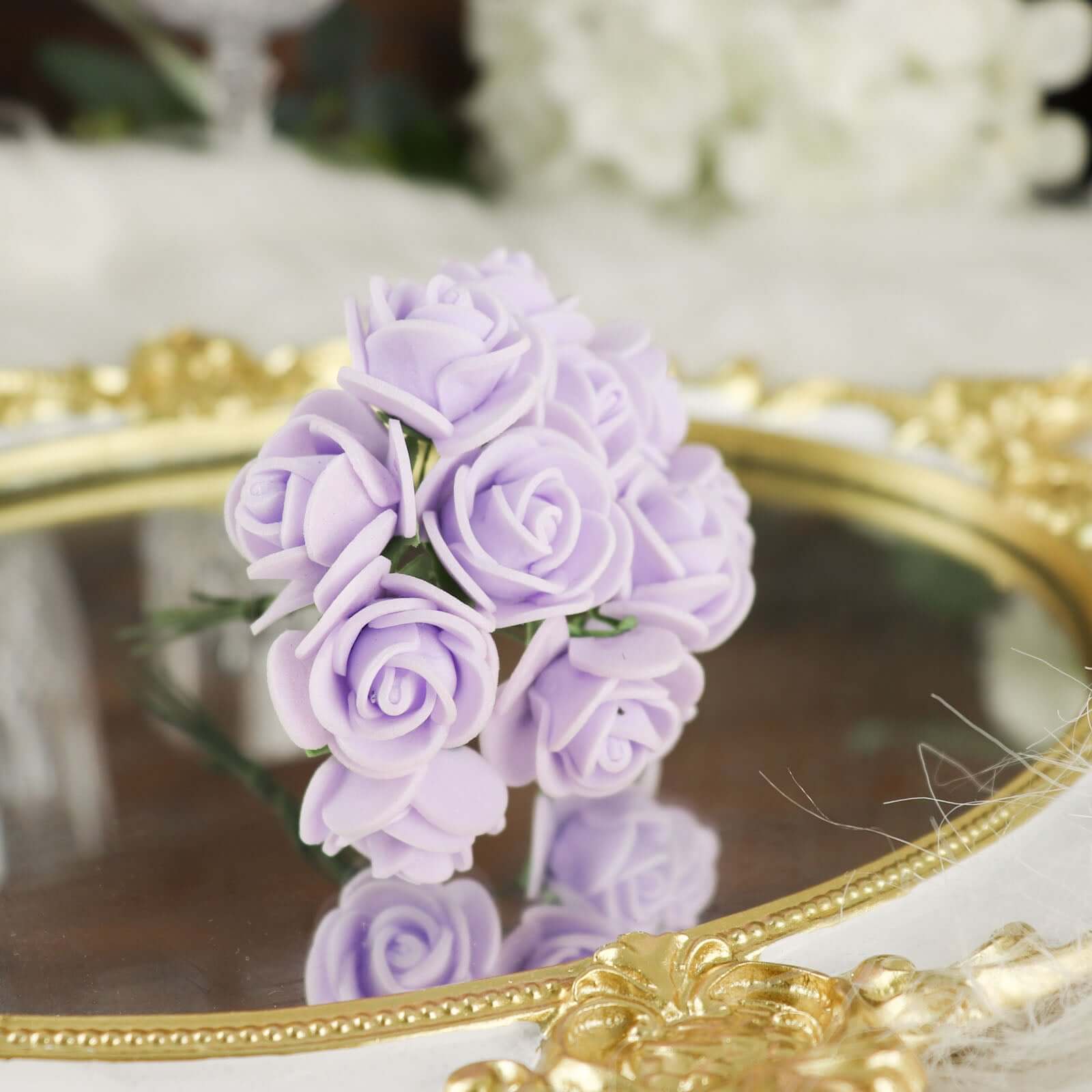 48 Roses 1" Lavender Lilac Real Touch Artificial DIY Foam Rose Flowers With Stem, Craft Rose Buds - Bell Racket Store