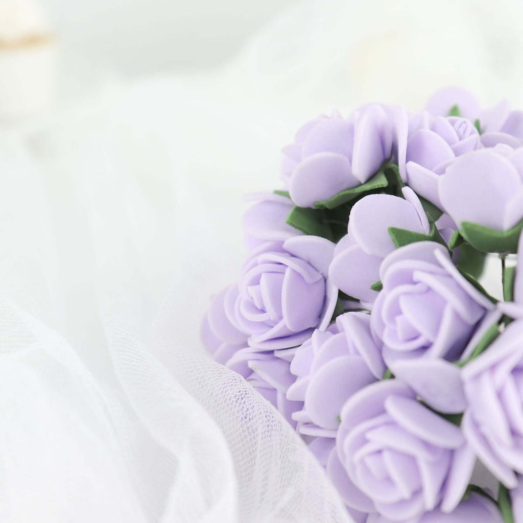 48 Roses 1" Lavender Lilac Real Touch Artificial DIY Foam Rose Flowers With Stem, Craft Rose Buds - Bell Racket Store