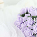 48 Roses 1" Lavender Lilac Real Touch Artificial DIY Foam Rose Flowers With Stem, Craft Rose Buds - Bell Racket Store